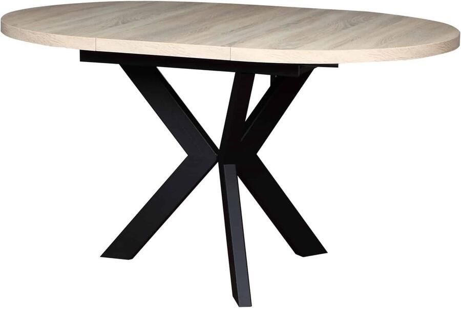 Uitschuifbare Eettafel – Ø100-138 cm – Sonoma Eiken – Industriële Eettafel 4 Personen – Eetkamertafel Rond Uitschuifbaar – Hout met Fineer & Metaal – Kleine Ronde Tafel voor Woonkamer of Keuken