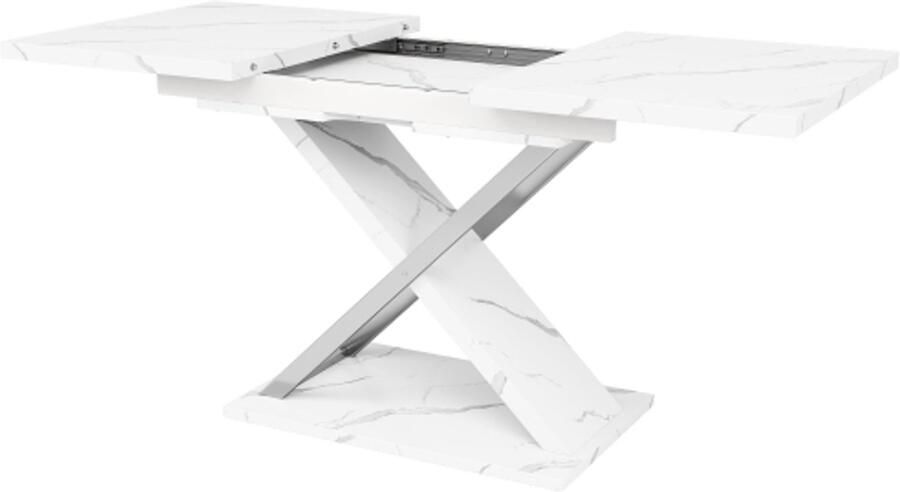 GOTAGEE Uitschuifbare eettafel (118-157×75cm) keuken-woonkamertafel uitschuifbare tafel uitschuifbaar tot 118-157cm met behulp van een intern inzetblad eettafel met kruispoten