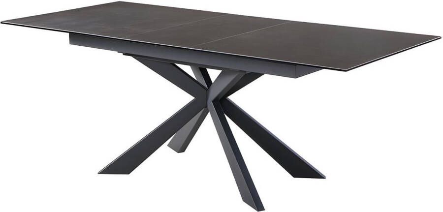 Maison Céphy Uitschuifbare eettafel ALBINA 6 tot 8 personen Keramiek en gehard glas Antraciet L 200 cm x H 76 cm x D 90 cm - Foto 3