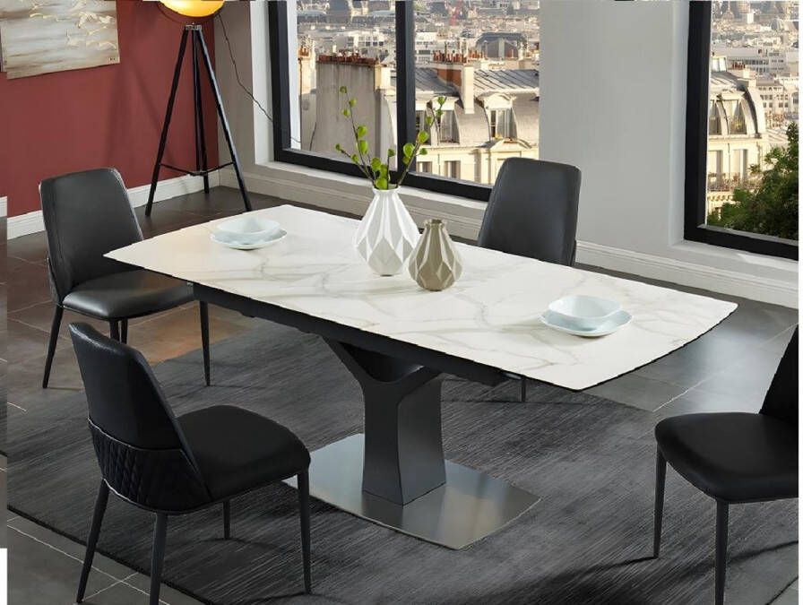 Maison Céphy Uitschuifbare eettafel COLBY 6 à 8 personen Keramiek & gehard glas L 210 cm x H 76 cm x D 90 cm