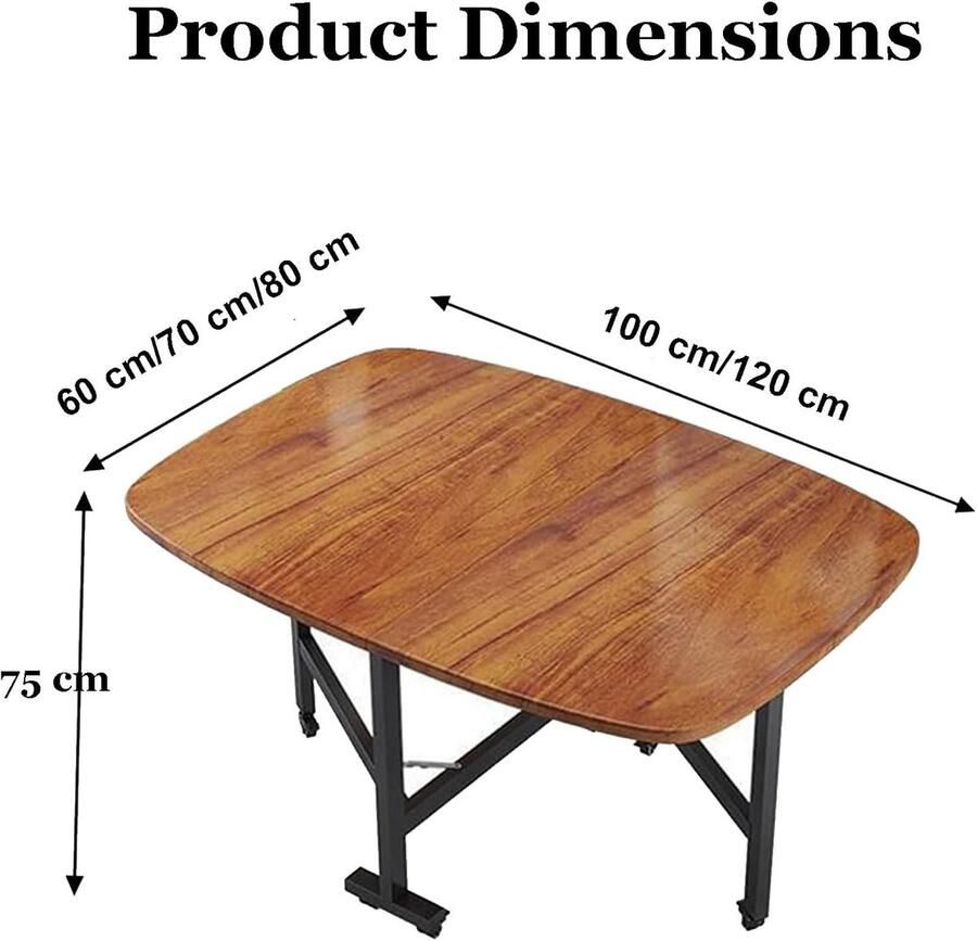 Uitschuifbare Eettafel Houten Opvouwbare Keukentafel Voor 4-6 Personen Eettafel Met Wieltjes Voor Thuiskeuken Restaurant Dark walnut 100 * 60 * 75 cm