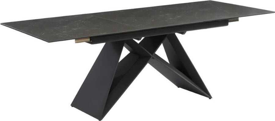 Uitschuifbare eettafel LIBSY 6 tot 8 personen Keramiek en metaal Zwart L 220 cm x H 76 cm x D 90 cm