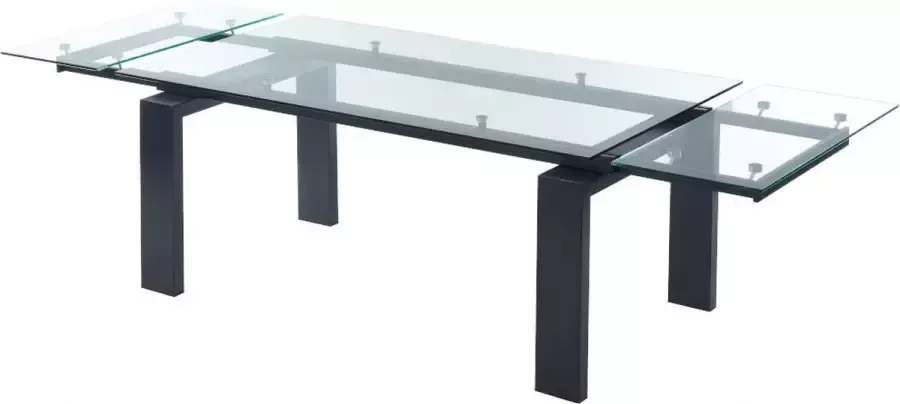 Vente-unique Uitschuifbare eettafel LUBANA Gehard glas en metaal Zwart 8 tot 10 personen L 270 cm x H 75 cm x D 100 cm - Foto 5