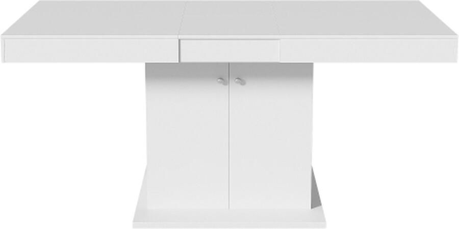 GOTAGEE Uitschuifbare eettafel met opbergruimte Rechthoekige eettafel Koffietafel Ruimtebesparende Multifunctionele eettafel Telescopische tafel Wit