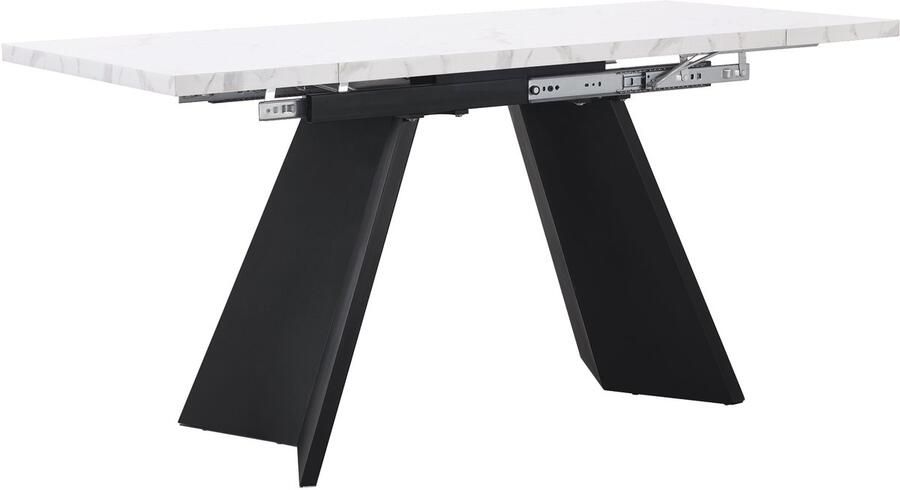 Uitschuifbare eettafel Multifunctionele tafel met flexibel gebruik en ruimtebesparend ontwerp Geschikt voor keuken en woonkamer 99-159×74x77 cm Zwart + Wit