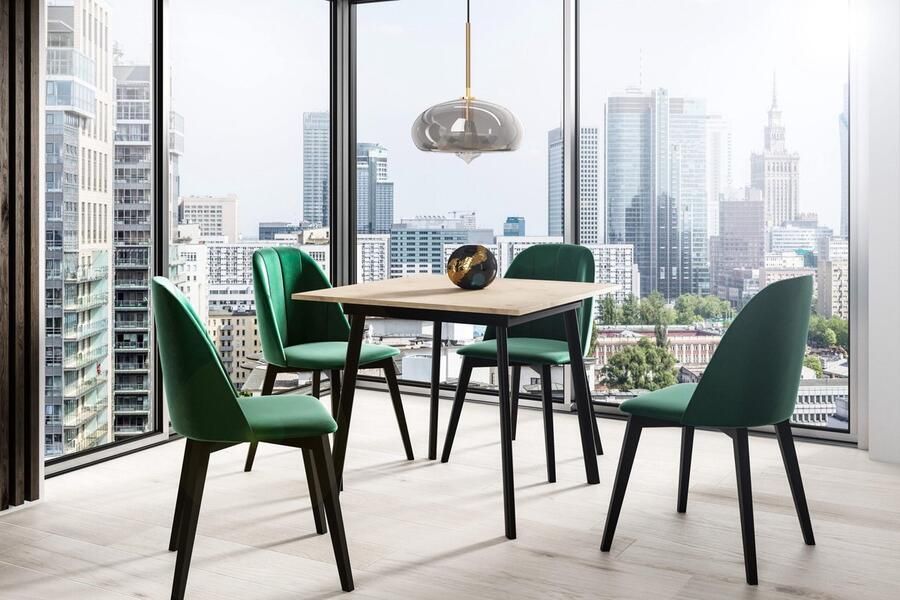 Uitschuifbare Eettafel – Natuurlijk Eiken – 100-140x100 cm – Industrieel – Hout & Metaal – 4 Personen – Eetkamertafel