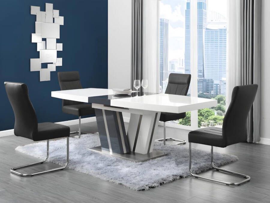 Uitschuifbare eettafel NOAMI II 6 tot 8 personen Gelakt mdf grijs en wit L 220 cm x H 75 cm x D 90 cm