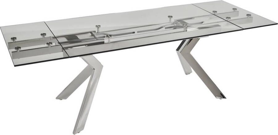 Vente-unique Uitschuifbare eettafel VELIKA Gehard glas & metaal 6 à 8 personen L 240 cm x H 76 cm x D 90 cm - Foto 2