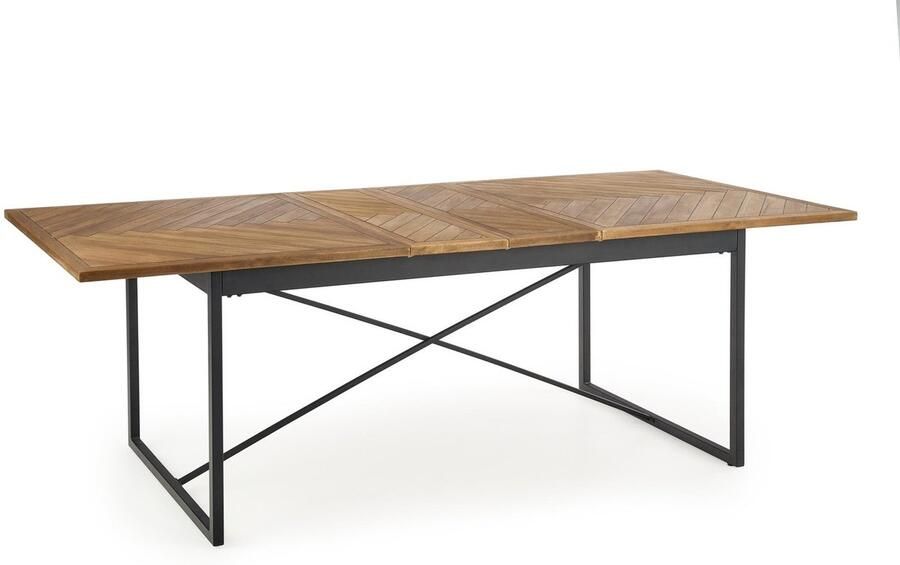 Uitschuifbare Eettafel Woodline Robuuste Rechthoekige Tafel Hout Fineer & Stalen Frame 180-240 x 90 x 77 cm Geschikt voor 10 Personen Modern Design Eettafel