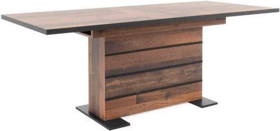 Cstore Manhattan uitschuifbare eettafel rustieke bruin en zwarte 160-200 x 90 x 75 cm