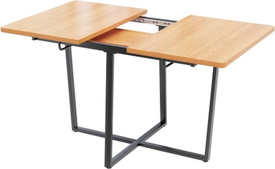 Zonder merk Gotagee Uitschuifbare eettafel Zwarte metalen poten Uitschuifbare eettafel Elegante moderne en eenvoudige lichte eiken MDF