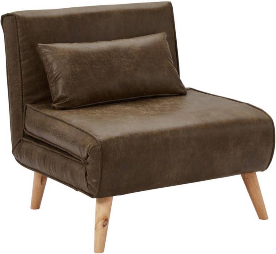 Uitschuifbare fauteuil POSIO van microvezel Bruin L 74 cm x H 75 cm x D 78 cm