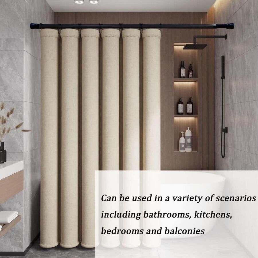 Uitschuifbare gordijnroede verstelbare telescopische roede voor kledingkast 70-120 cm zwart gordijnrails uitschuifbaar