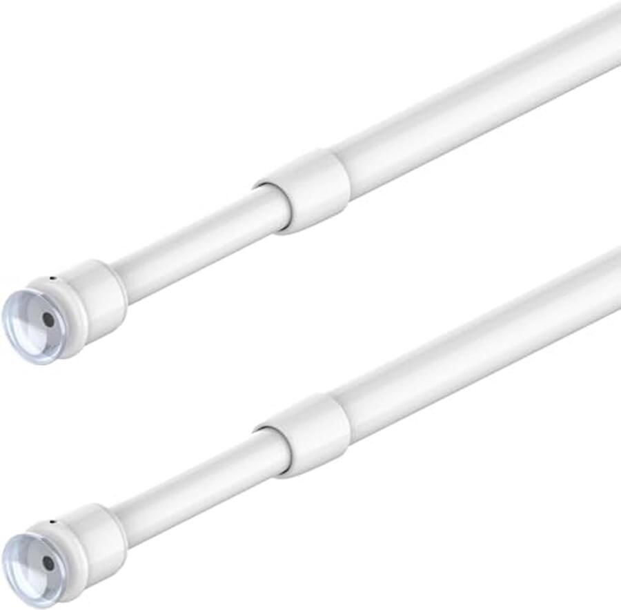 Uitschuifbare gordijnroedes zonder boren voor badkamer garderobe en keukenramen 50-79 cm Φ8 mm