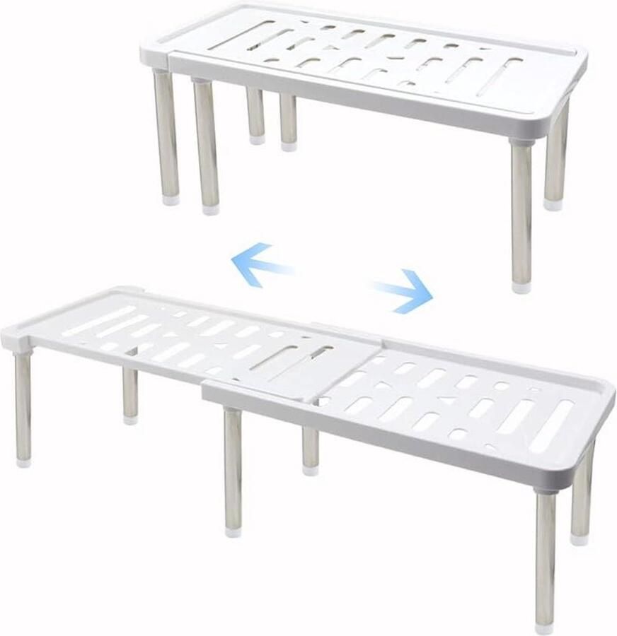 Uitschuifbare kast organizer plankinzet keukenkast witte organizer voor badkamer en bijkeuken