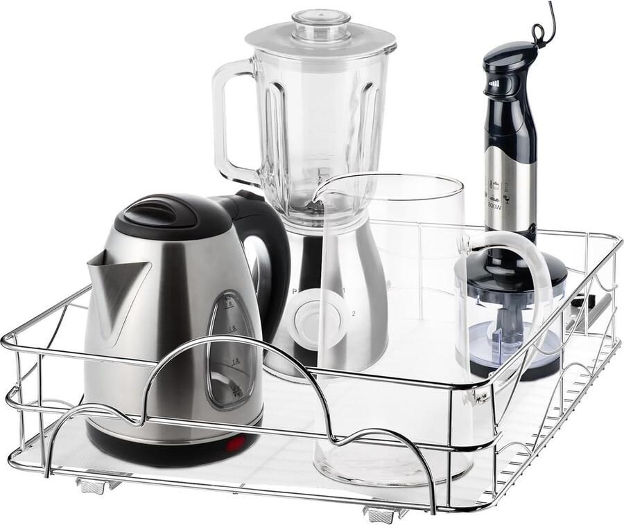 Uitschuifbare kastorganizer 41 5 x 32 5 x 8 1 cm Draadframe Uittrekbare planken Zware lade voor thuiskeuken Vereist minstens één 13 inch kastopening Verchroomd