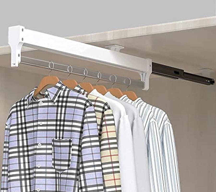 Uitschuifbare Kleding Rail voor Hangende Kleding in de Kast Verstelbaar en Ruimtebesparend