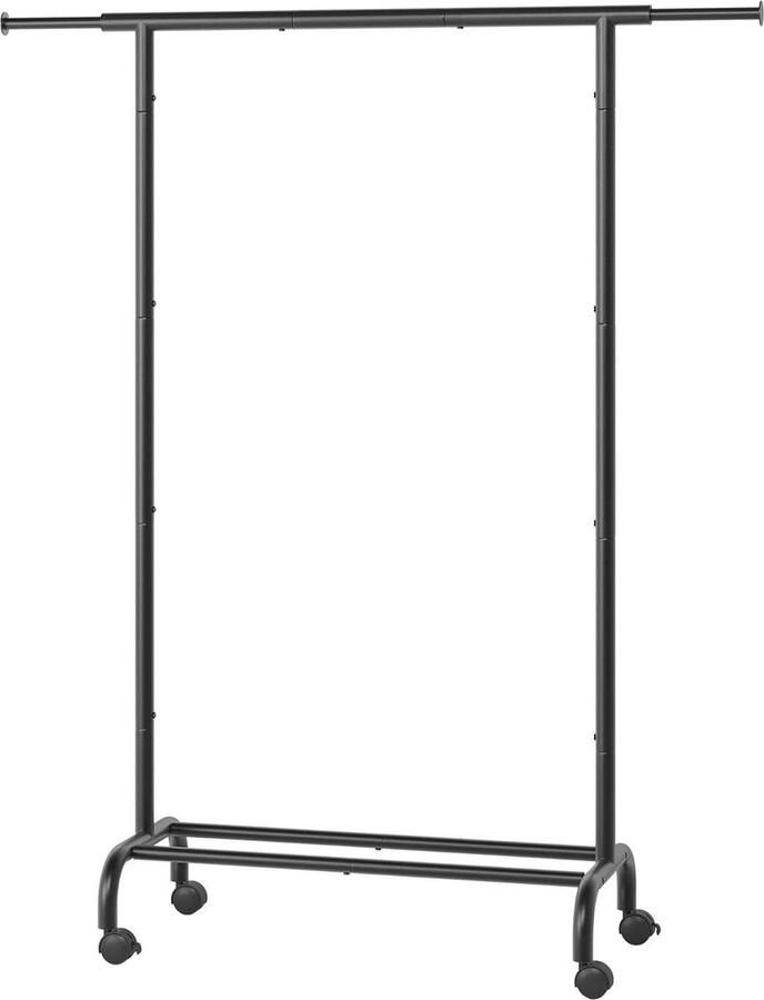 Uitschuifbare kledingroede kapstok van stalen buizen Verhoogde opbergrail 40 x (83-120) x 156 cm Draagvermogen tot 45 kg Inktzwart HSR134B01 kledingrek