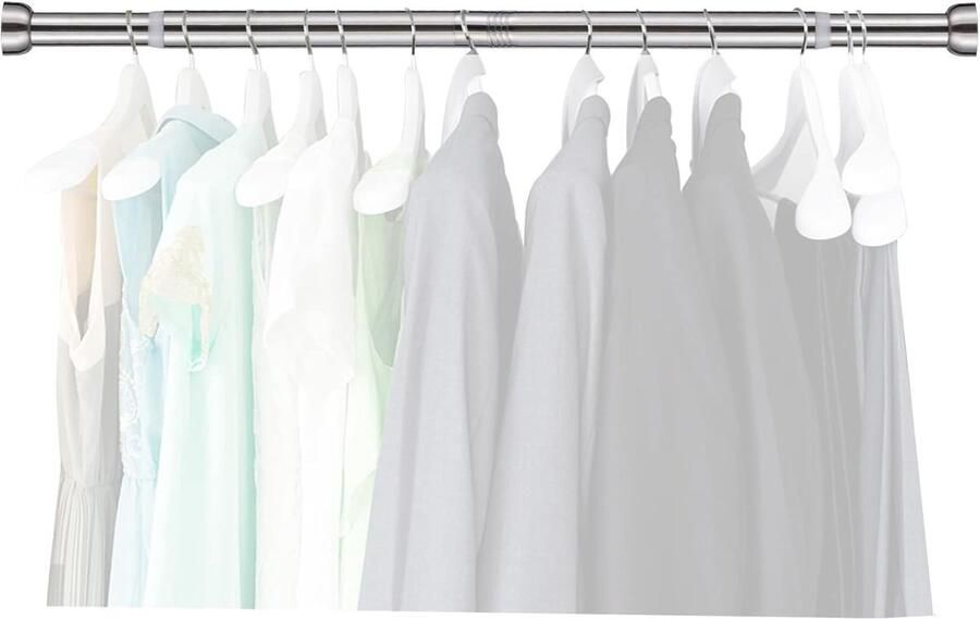 Uitschuifbare Kledingstang 71-127 cm Zware Roestvrij Stalen Kledingrail voor Kleding en Gordijnen