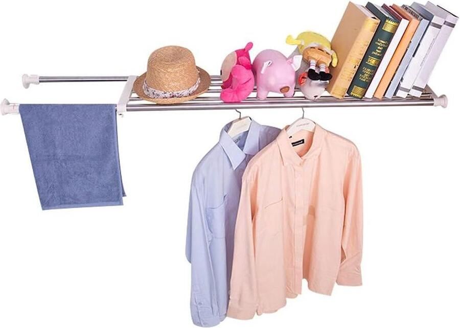 Uitschuifbare kledingstang spanstang Verstelbare plankorganizer voor keuken badkamer boekenkast