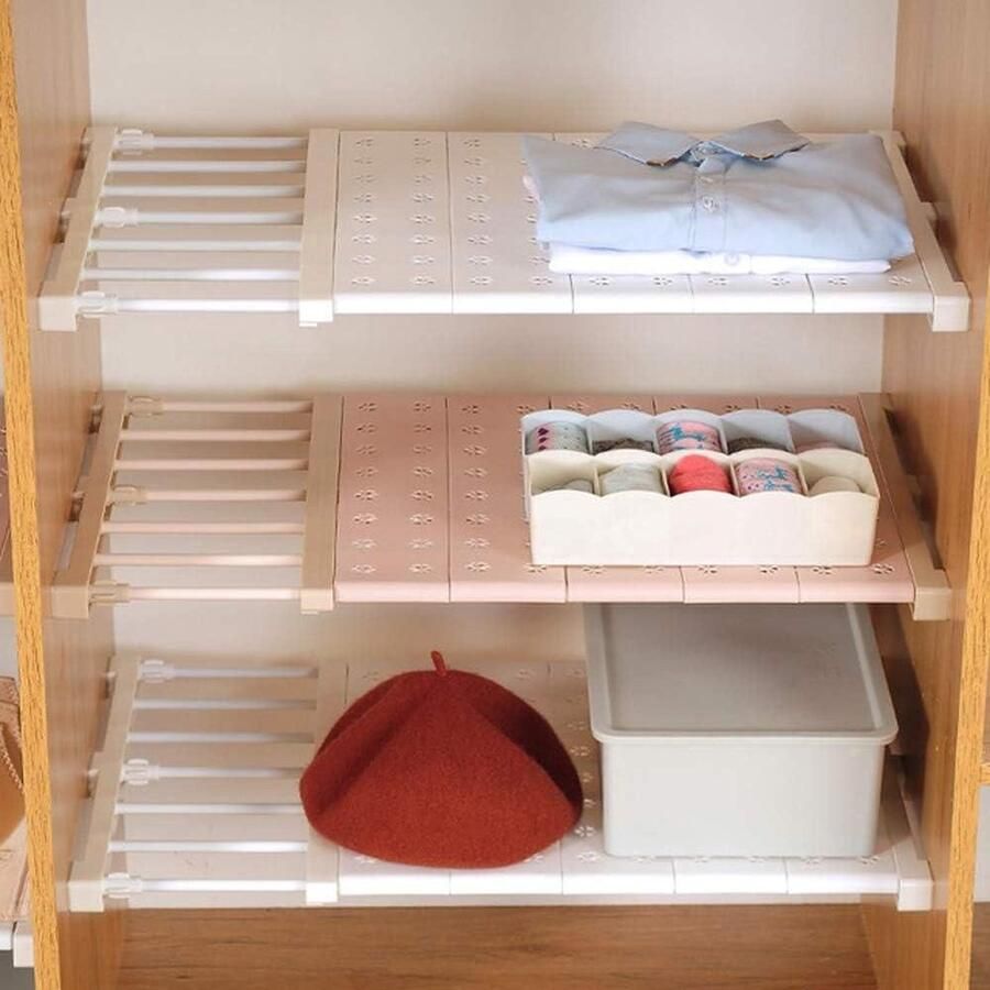 Uitschuifbare Kast Plank Separator Verstelbaar Opbergrek Garderobe Divider DIY Organizer Staaf Keuken Badkamer Slaapkamer
