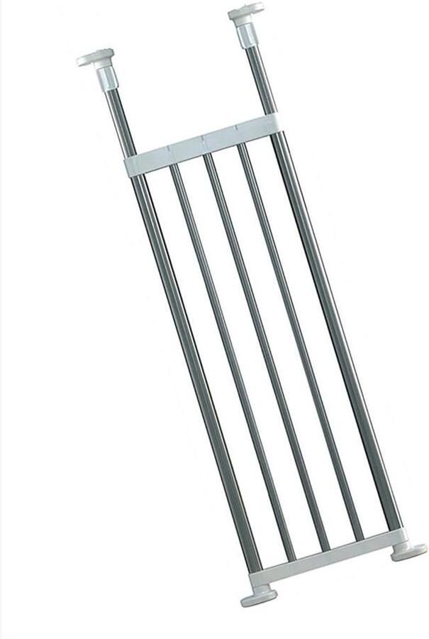 Uitschuifbare plank voor kledingkast met verstelbare rail opknoping stangen spanstangen en muurverdeler metalen opbergrek en organizer voor badkamer keuken garage (Ivoor)