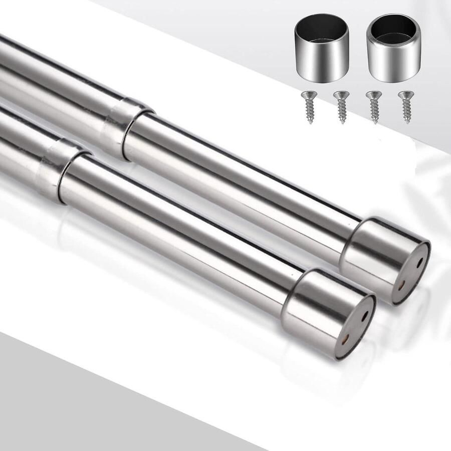 Uitschuifbare roestvrijstalen kledingstang 31-52 cm verstelbaar Kledingkast accessoire met eindcontactdozen schroef en montage voor douche balkon ramen Kledingkast