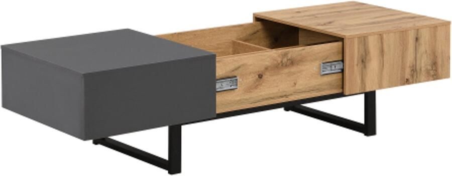 GOTAGEE uitschuifbare salontafel met verborgen opbergruimte houten en metalen beugel geschikt voor woon- en kantoorruimte 155 x 55 x 40 cm