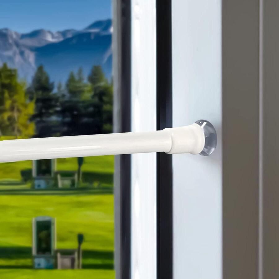 Uitschuifbare vitrage gordijnroedes met veerspanning keuken kast raam 40-60 cm wit Gordijn trekstang