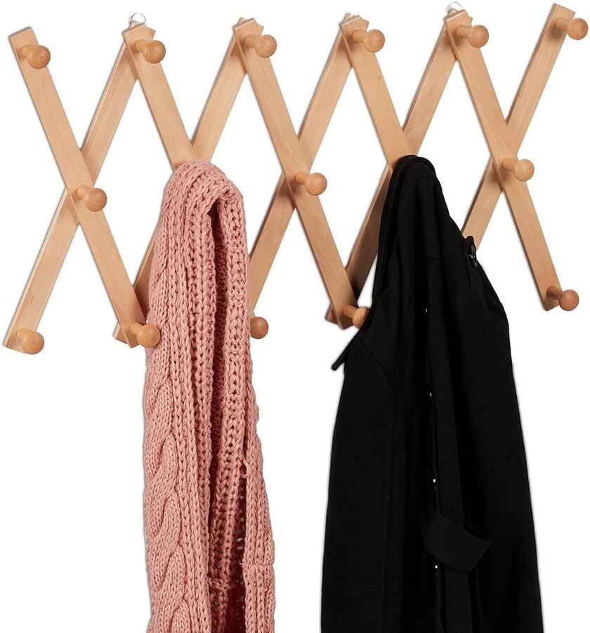 Uitschuifbare Wandkapstok 17 Haken Hout Modern Design