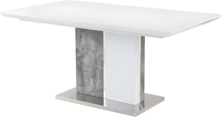 Uitschuiftafel EREN 6 tot 8 zitplaatsen Gelakt MDF Kleuren: wit en betongrijs L 200 cm x H 75.5 cm x D 90 cm - Foto 1