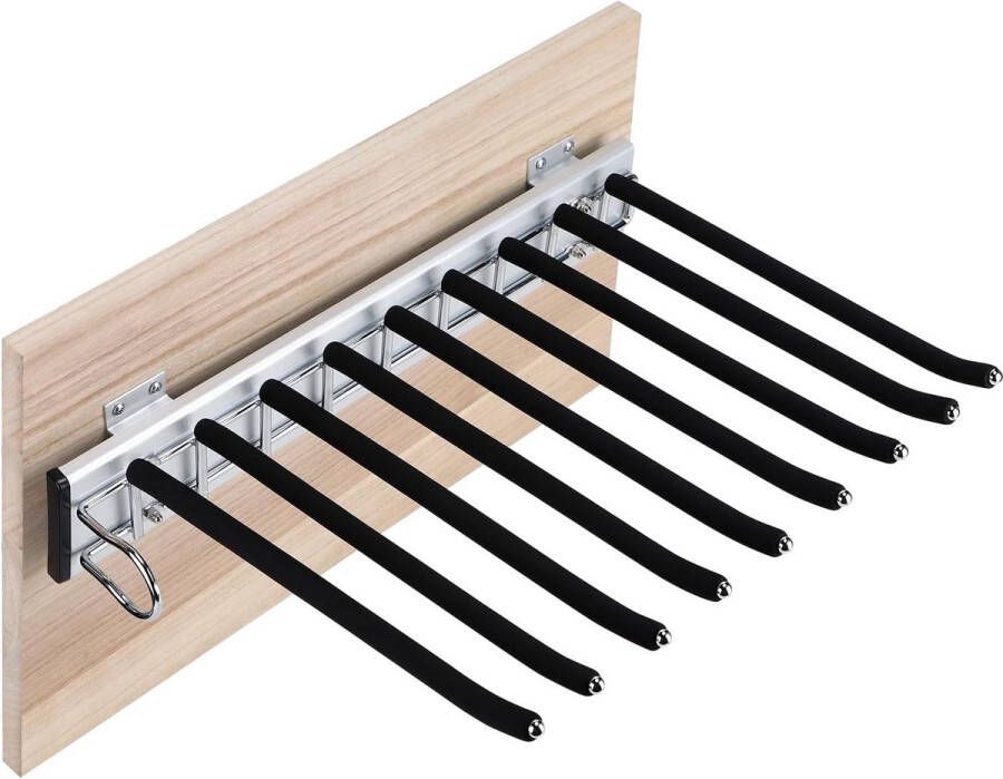 Uittrekbaar broekrek van roestvrij staal uittrekbaar broekstandaard voor kledingkast broekhanger met antislip flocking uittrekken broekhouder 9 posities links ruimtebesparend opbergen