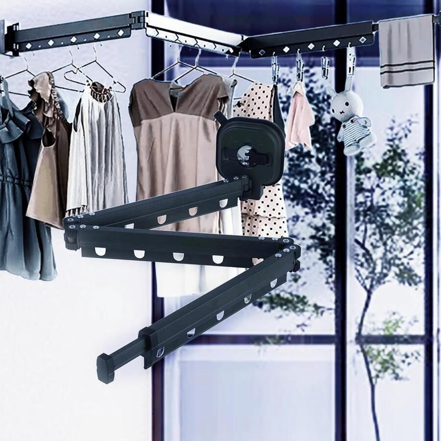 Uittrekbaar droogrek ruimtebesparend 1 stuk aluminiumlegering