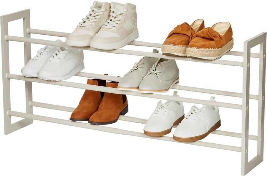Uittrekbaar schoenenrek met drie niveaus voor opslag van maximaal 15 paar schoenen