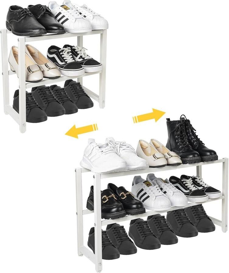 Uittrekbaar Schoenenrek met Twee Niveaus voor Efficiënte Schoenopslag in Huiselijke Omgeving