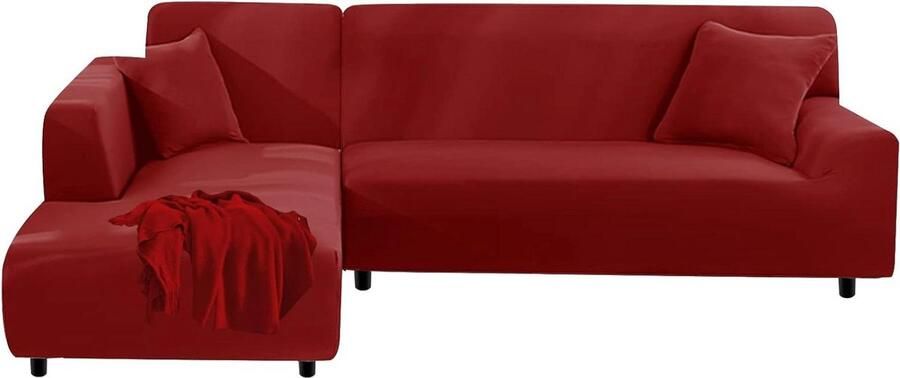 Hoekbank L-vorm bankhoes stretch bankovertrek met kussenslopen rood hoekbank overtrek