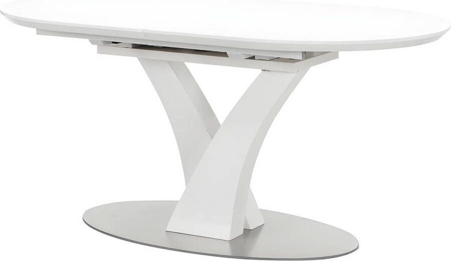 Vente-unique Uittrekbare eettafel 6 à 8 personen Mdf en roestvrij metaal Witgelakt TALARA L 200 cm x H 76 cm x D 95 cm