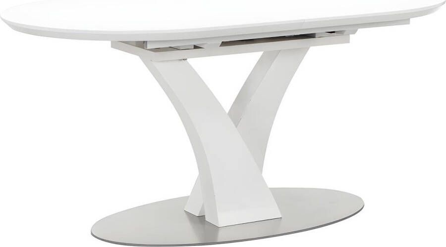 Vente-unique Uittrekbare eettafel 6 à 8 personen Mdf en roestvrij metaal Witgelakt TALARA L 200 cm x H 76 cm x D 95 cm - Foto 2