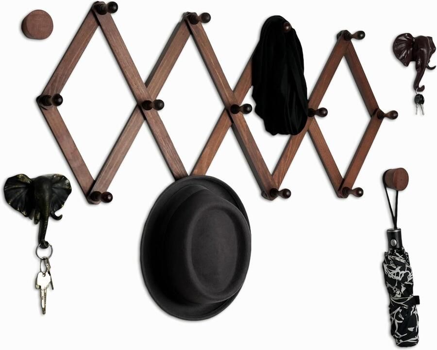 Uittrekbare kapstok wandgarderobe bruin hout 140 cm