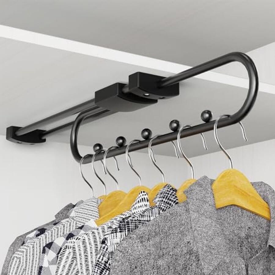 Uittrekbare Kledingstandaard voor Kast Bespaar Opbergruimte voor Kleding en Broeken (25 cm)