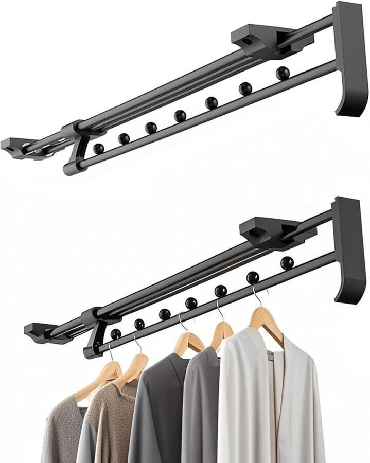 Uittrekbare kledingstang 2 stuks 40 cm zwart uittrekbare kledingstang voor het uittrekken van kleerhangers tot 71 5 cm uittrekbaar