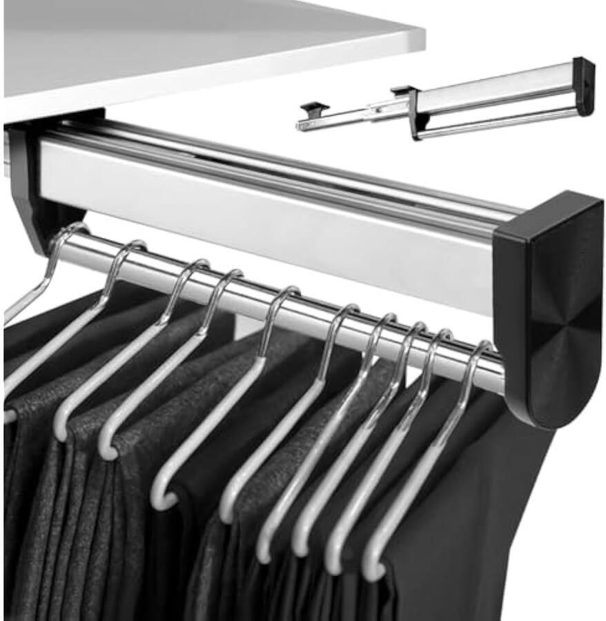 Uittrekbare kledingstang 300 mm verstelbare kledingstang voor het uittrekken van kledinghangers bespaart opslagruimte uittrekbare kledingkast telescoopstang broekhouder voor kleding en broeken
