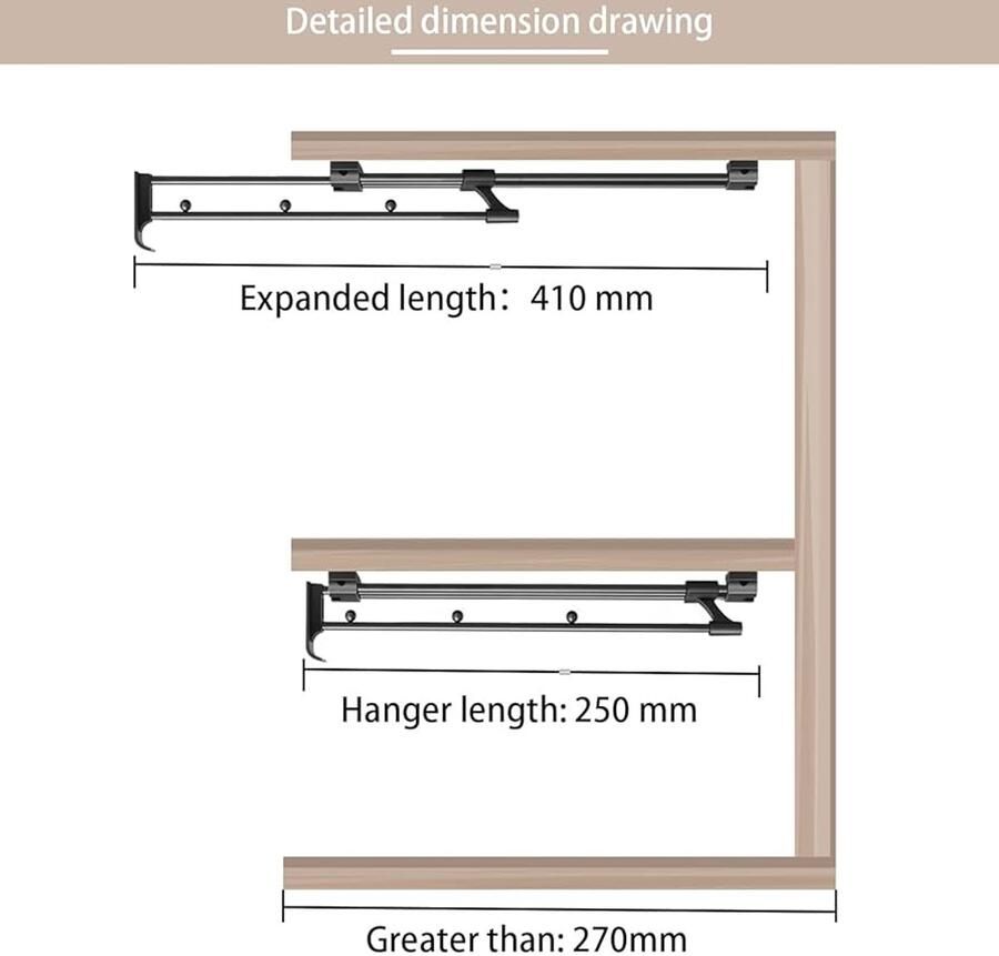 Uittrekbare Kledingstang Multifunctioneel 1 stuk Zwart Staal en Kunststof