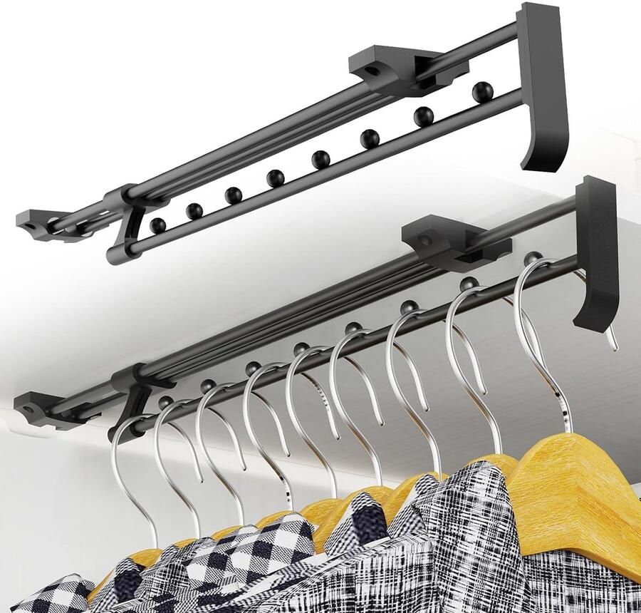 Uittrekbare kledingstang verstelbaar 2 stuks 25 cm