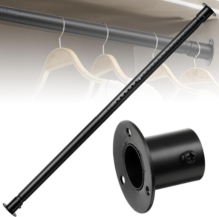 Uittrekbare Kledingstang Decoratief en Functioneel 1 stuk Zwart Staal 40-210 cm