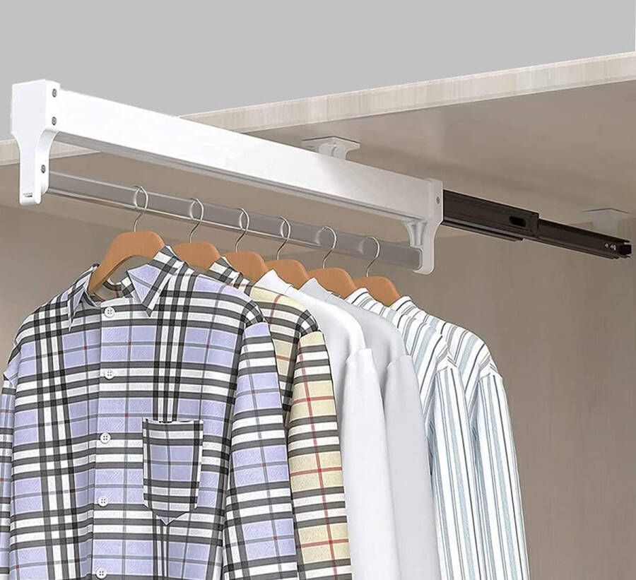 Uittrekbare kledingstang voor het uittrekken van de kleerhangers verstelbare kledingstang 450 mm wit