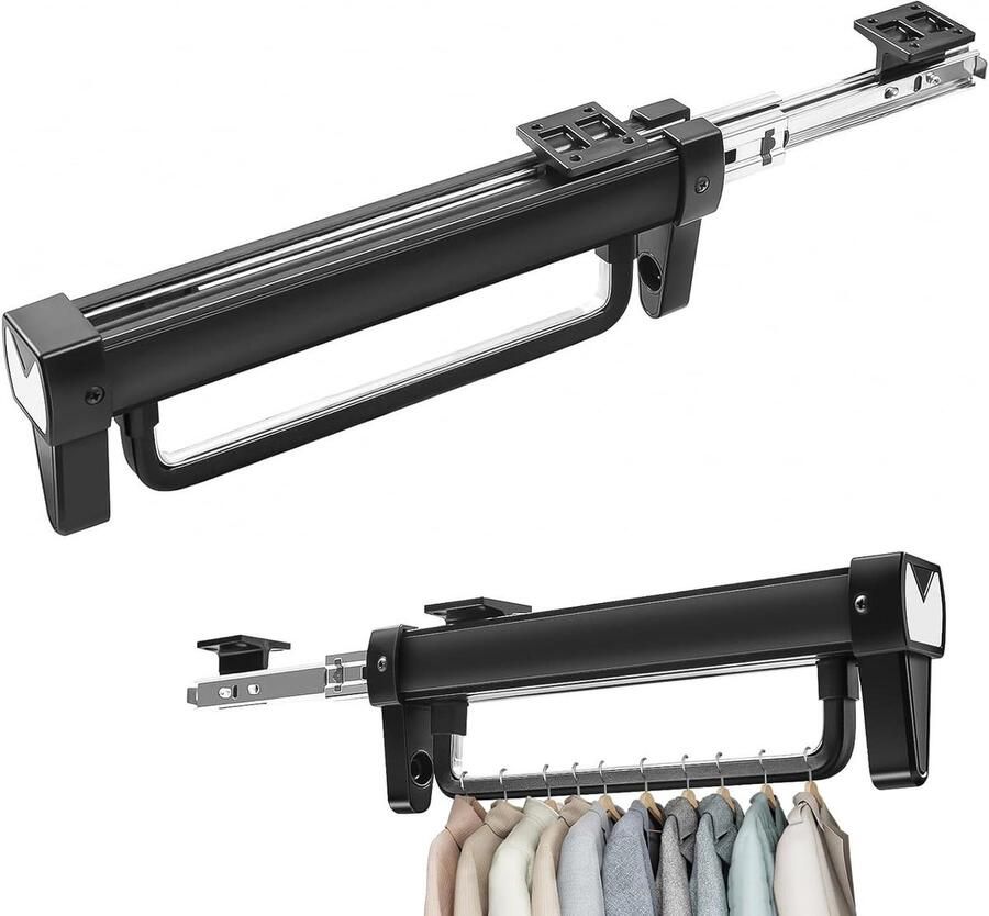 Uittrekbare kledingstang voor kast 31 cm dubbele rail verstelbaar voor broeken en sjaals opbergen