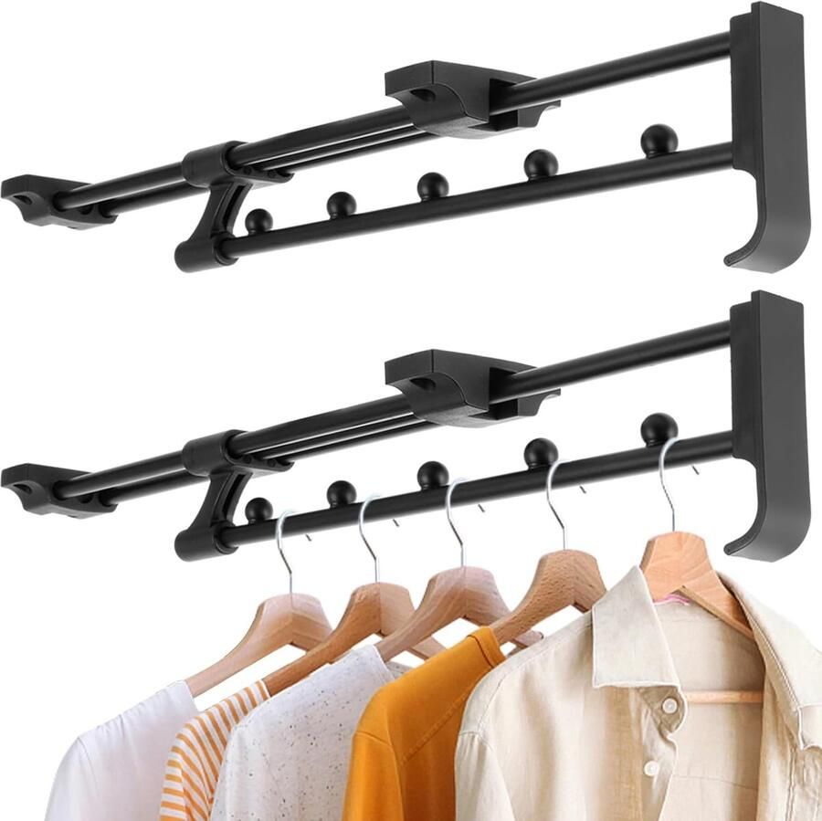 Uittrekbare kledingstangen 2 stuks 30 cm verstelbare kledingstang zwart uittrekbaar kledingstang voor kast belastbaar tot 25 kg