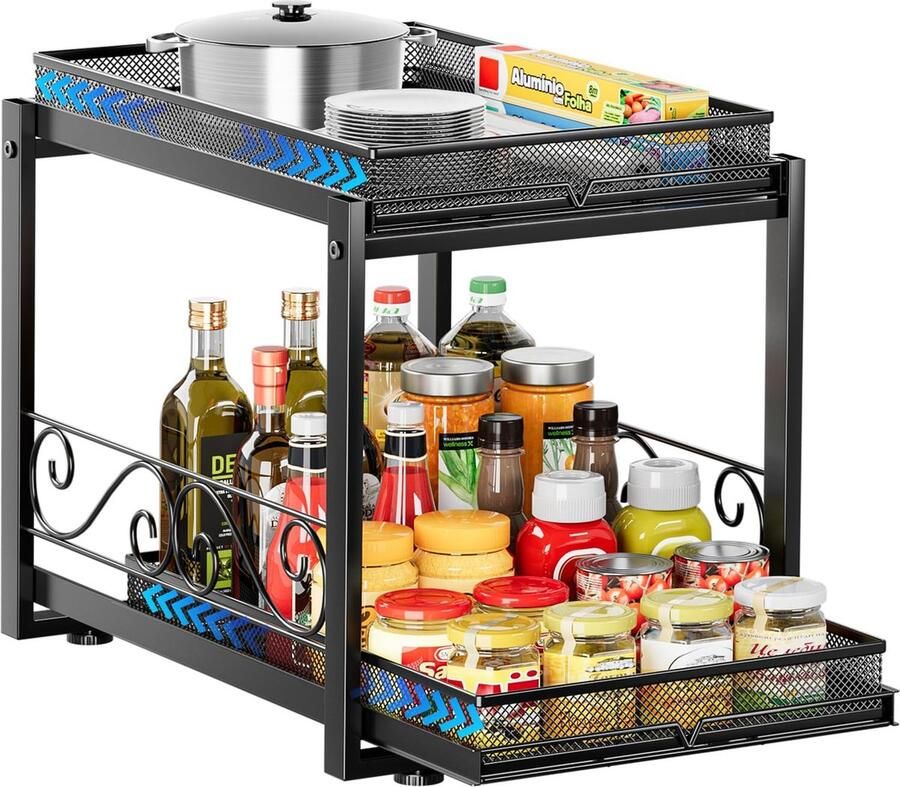 Luvetrex Uittrekbare Ondergoot Plank 2-laags Metalen Keuken- en Badkamer Organizer