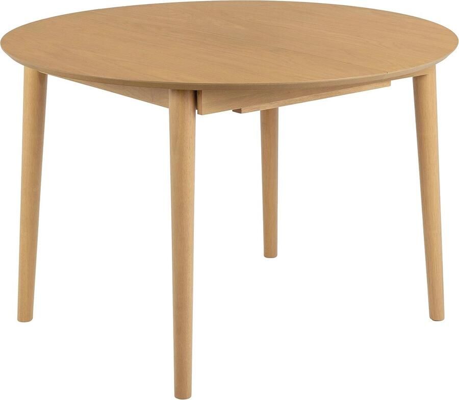 Uittrekbare ronde eettafel voor 6 personen Wit eikenfineer Ø 115 cm